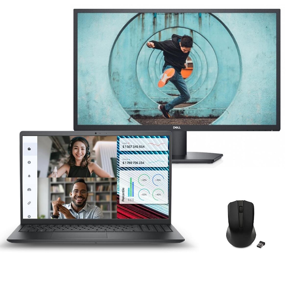Dell Vostro 3520 i5-1235U 24 GB 2 TBSSD 15.6" FHD Windows 11 Pro + MONİTÖR N1605PVNB3520U_MTR_SE2722H_BT58