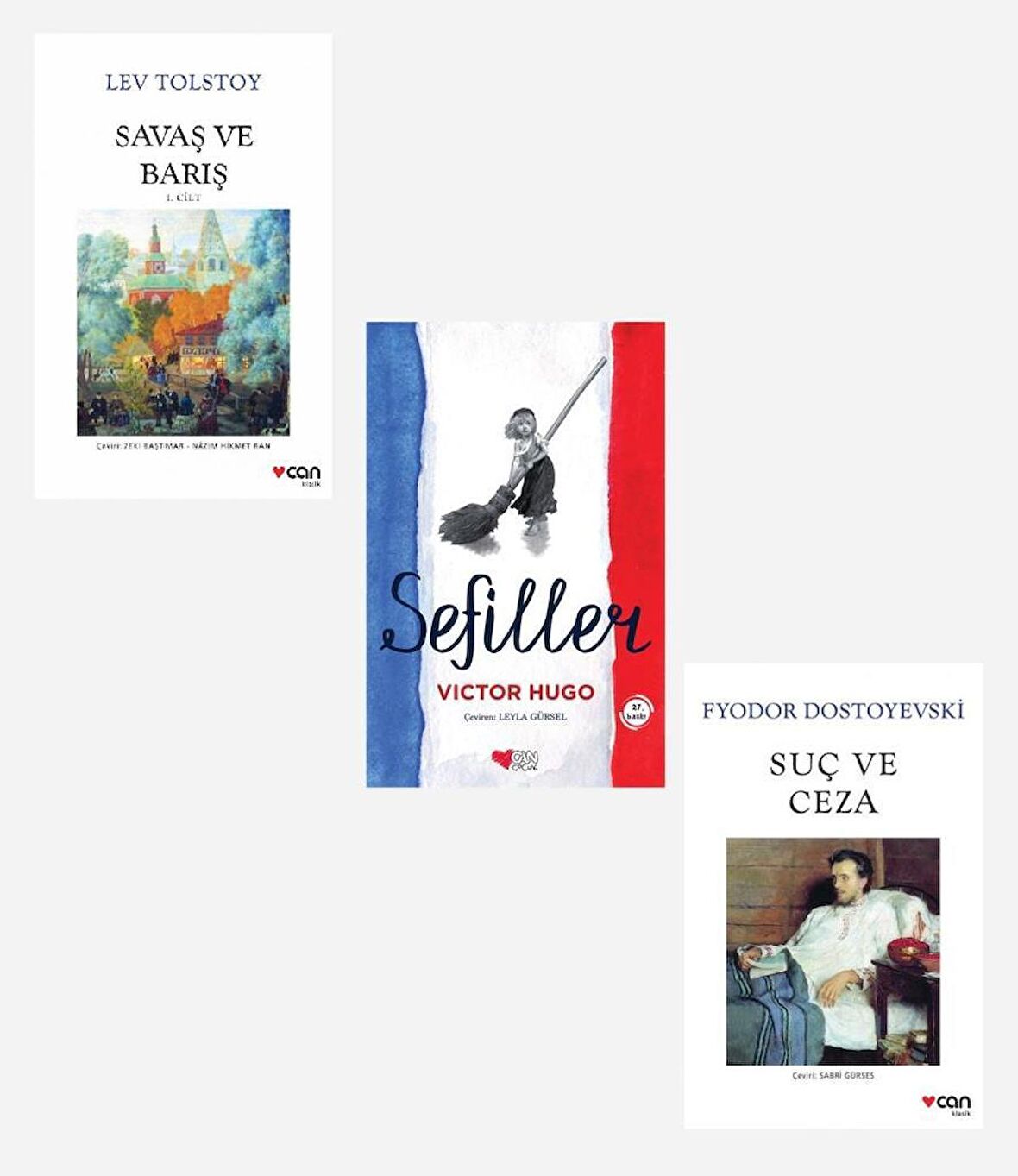 Can Yayınları Savaş ve Barış - Suç ve Ceza - Sefiller 3 Kitap Set