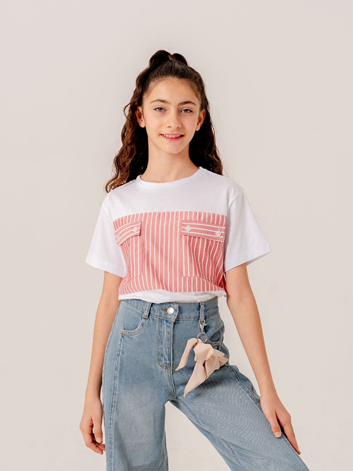 Kız Çocuk Çizgili T-Shirt 1700