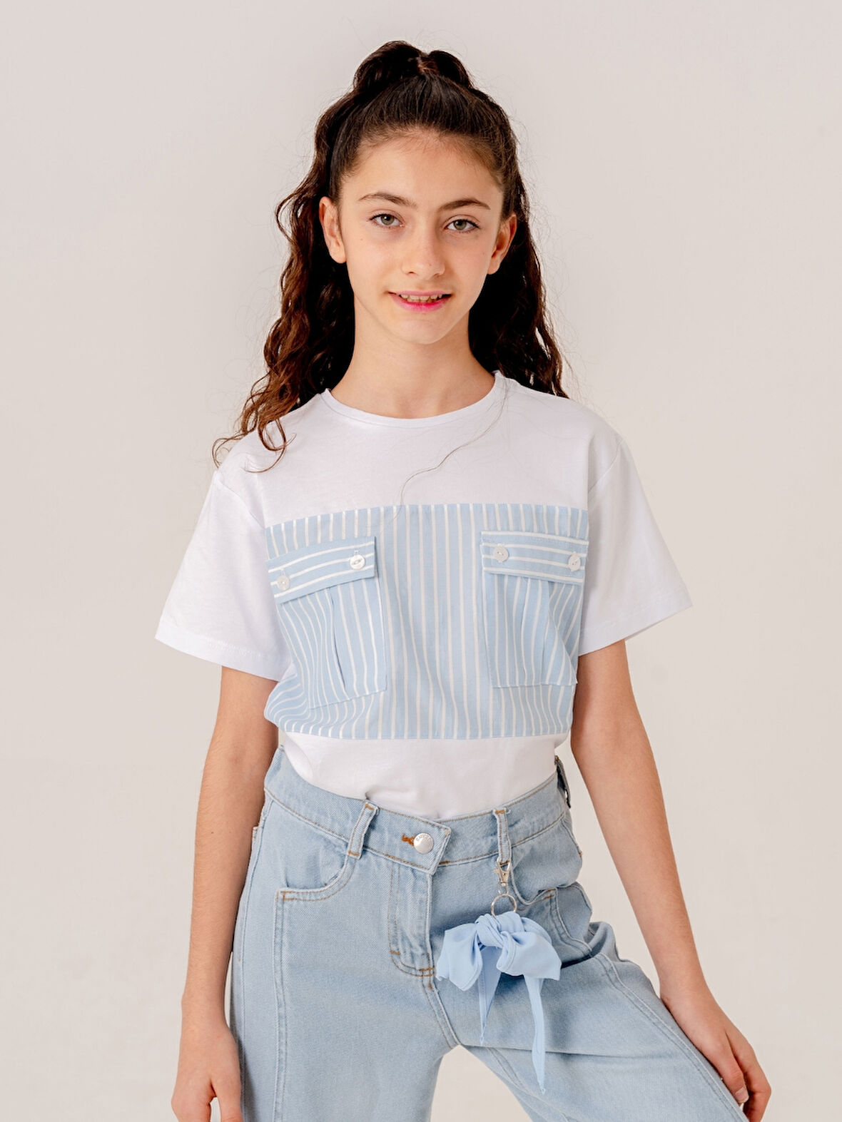 Kız Çocuk Çizgili T-Shirt 1700