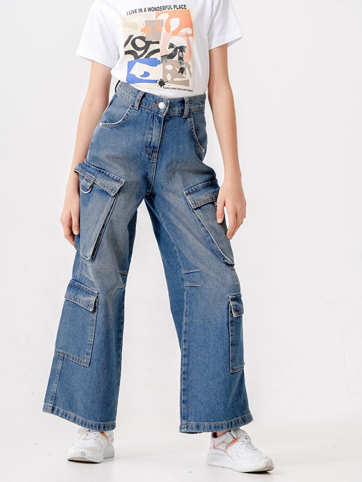 Kız Çocuk Diz Pensli Kot Pantolon 2197