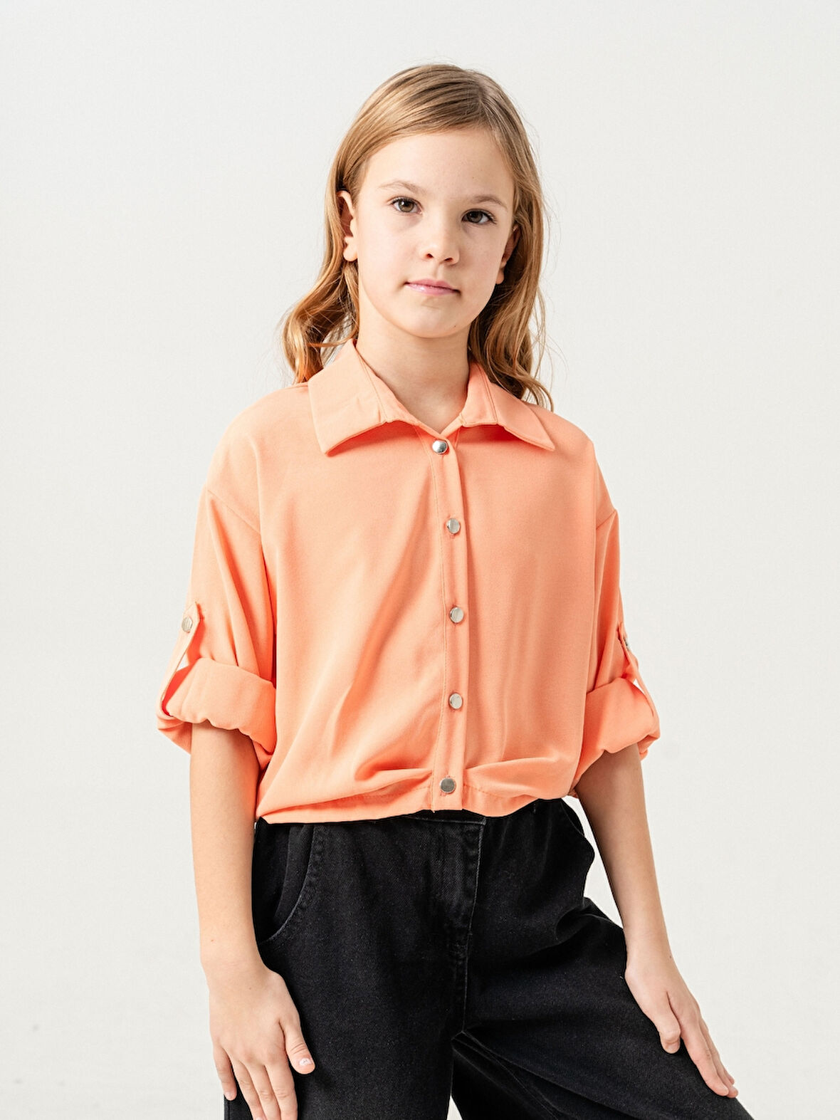 Kız Çocuk Etek Pileli Gömlek 3148