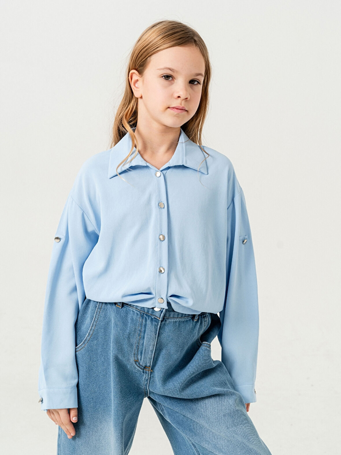 Kız Çocuk Etek Pileli Gömlek 3148