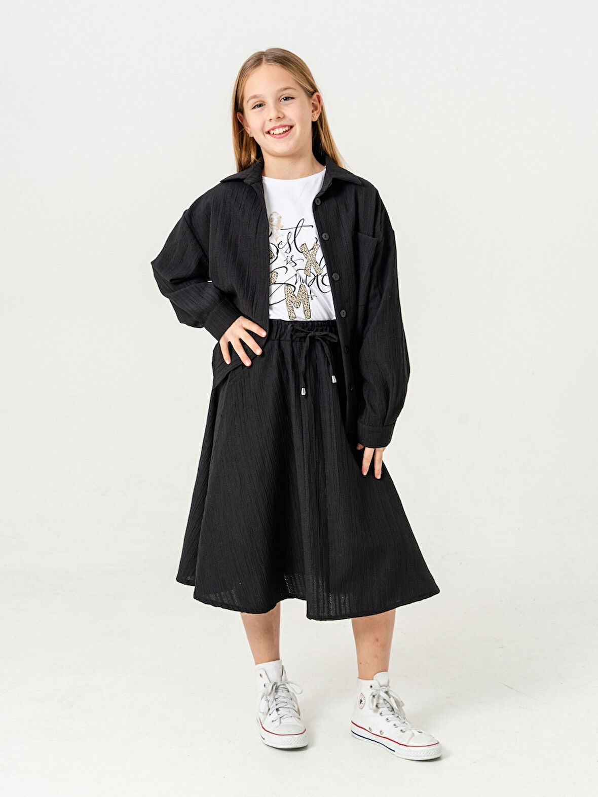 Kız Çocuk Kloş Keten Etek 2951