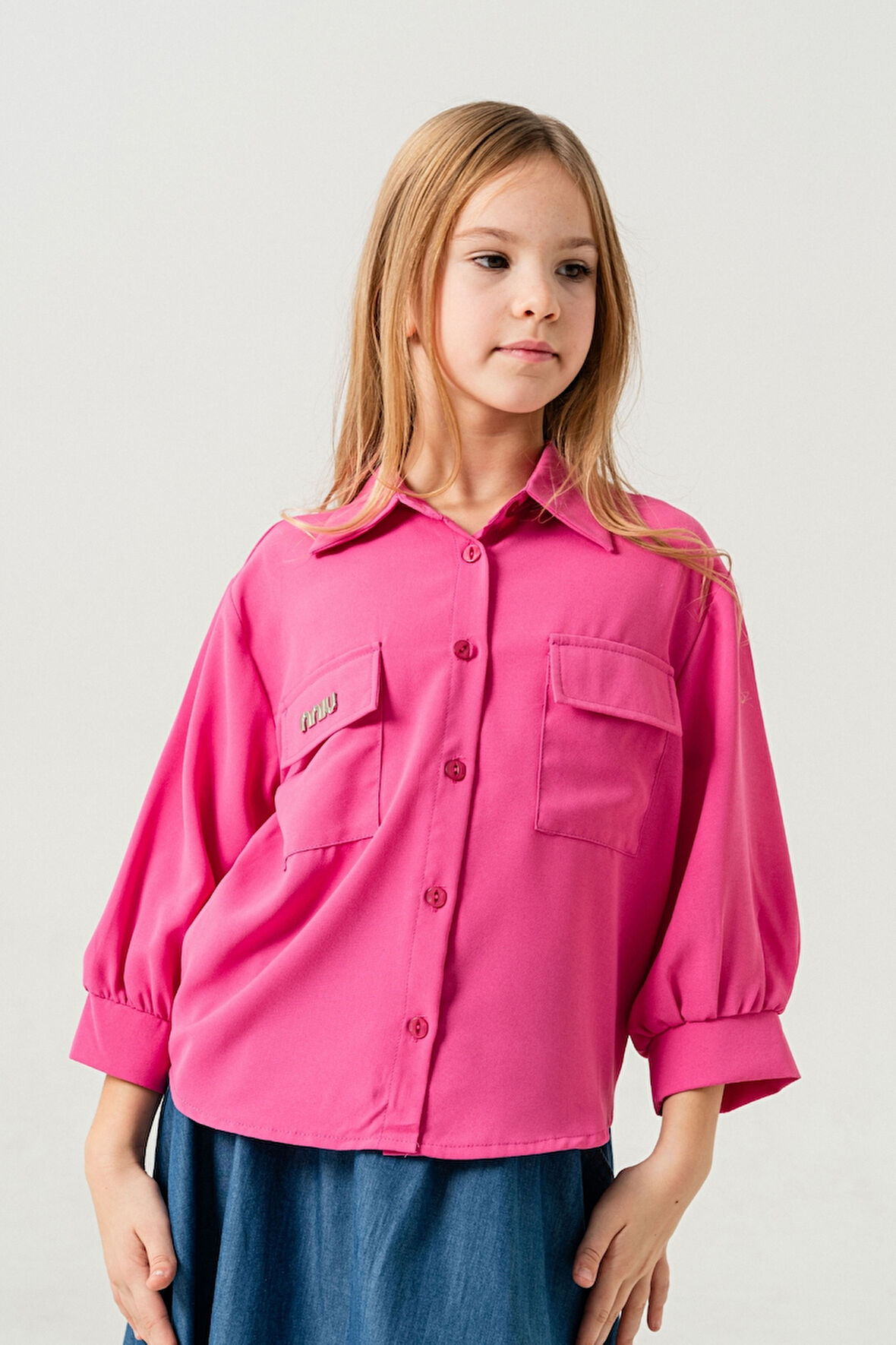 Kız Çocuk Kol Büzgülü Gömlek 3149