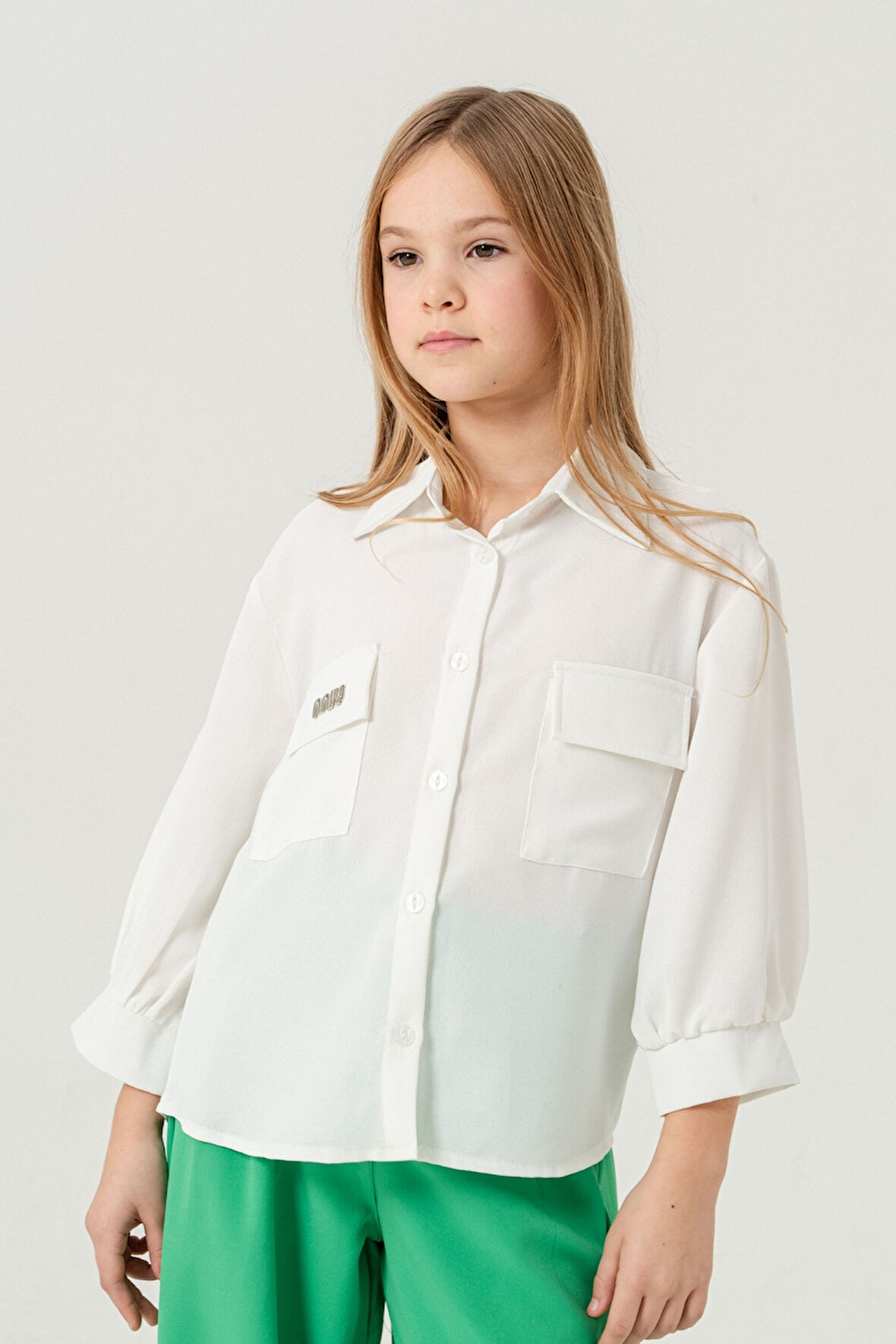 Kız Çocuk Kol Büzgülü Gömlek 3149