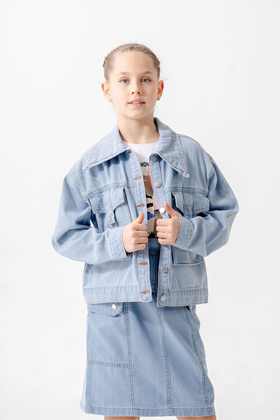 Kız Çocuk Kuşgözlü Kot Ceket 1549