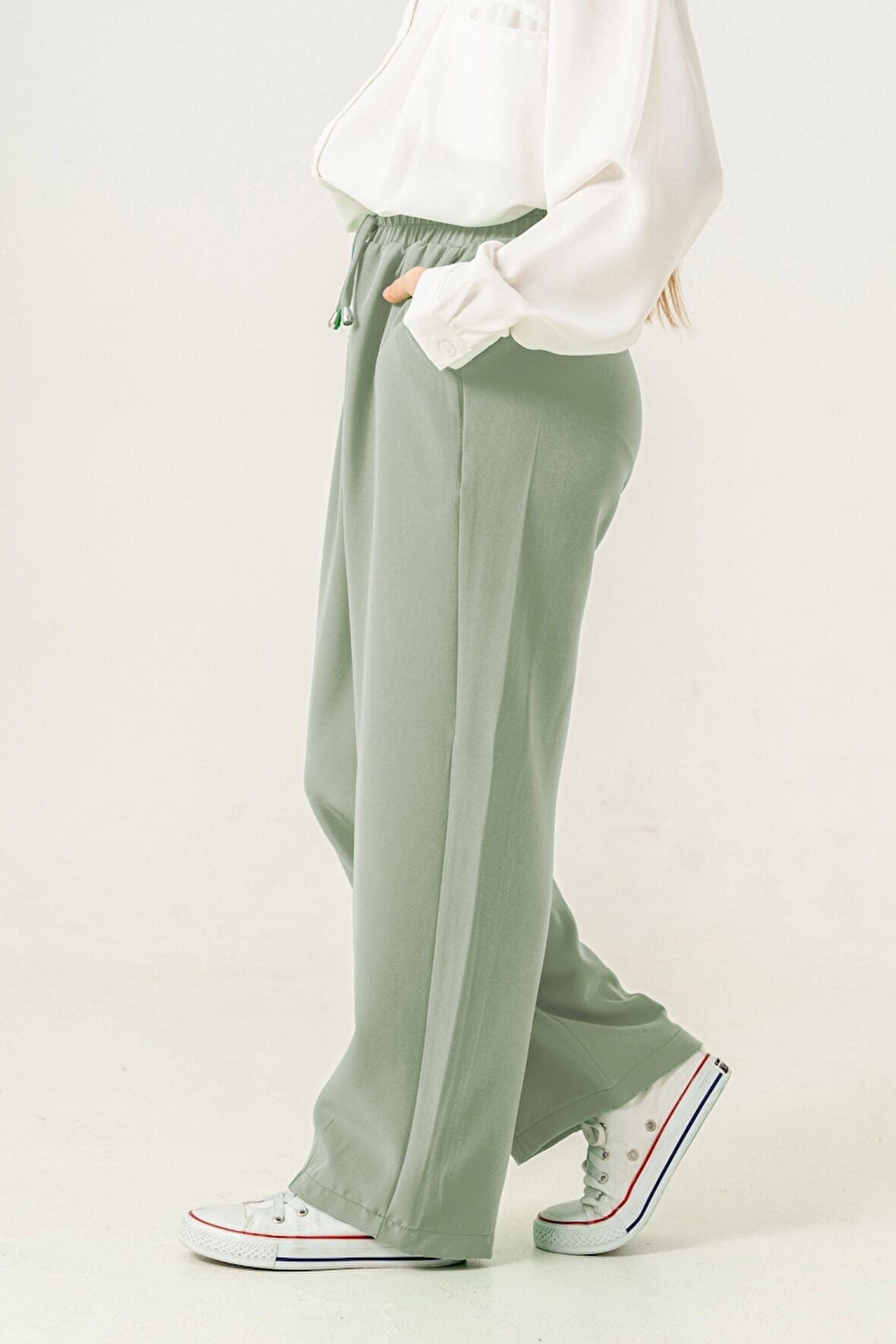 Kız Çocuk Paça Pensli Keten Pantolon 2566