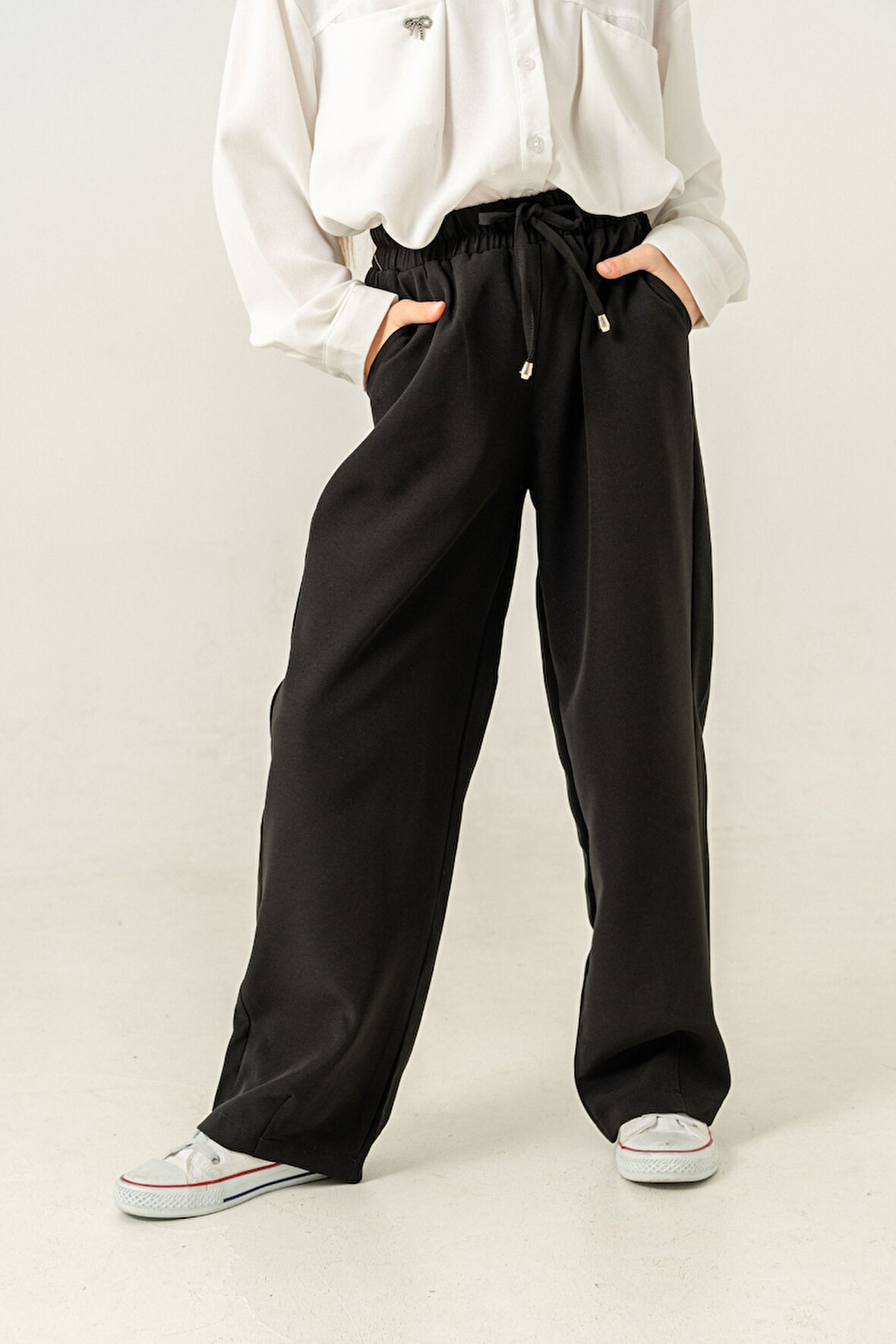 Kız Çocuk Paça Pensli Keten Pantolon 2566