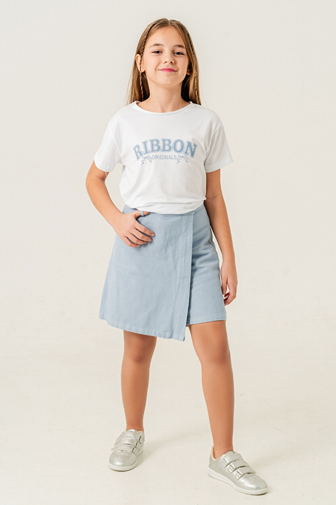 Kız Çocuk Renkli Keten Şort Etek 2876