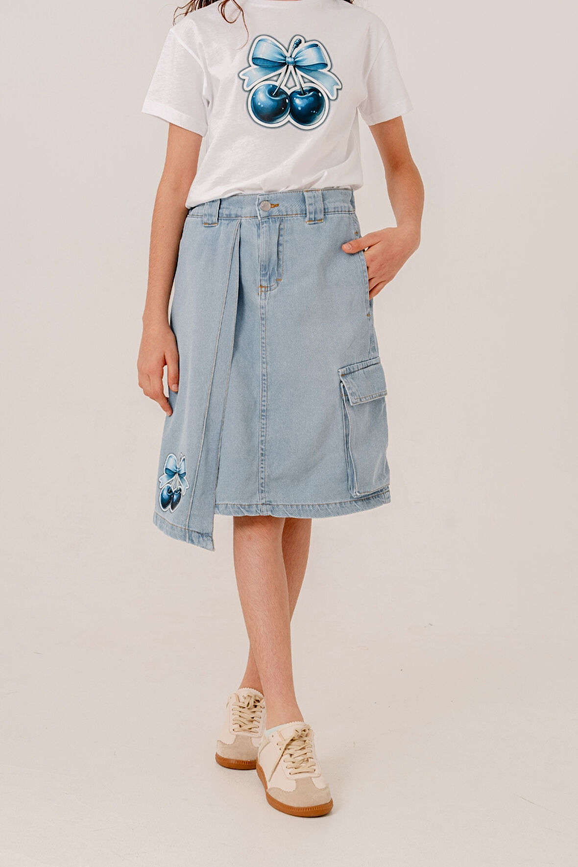 Kız Çocuk Sağ Üst Parçalı Kot Etek 2602