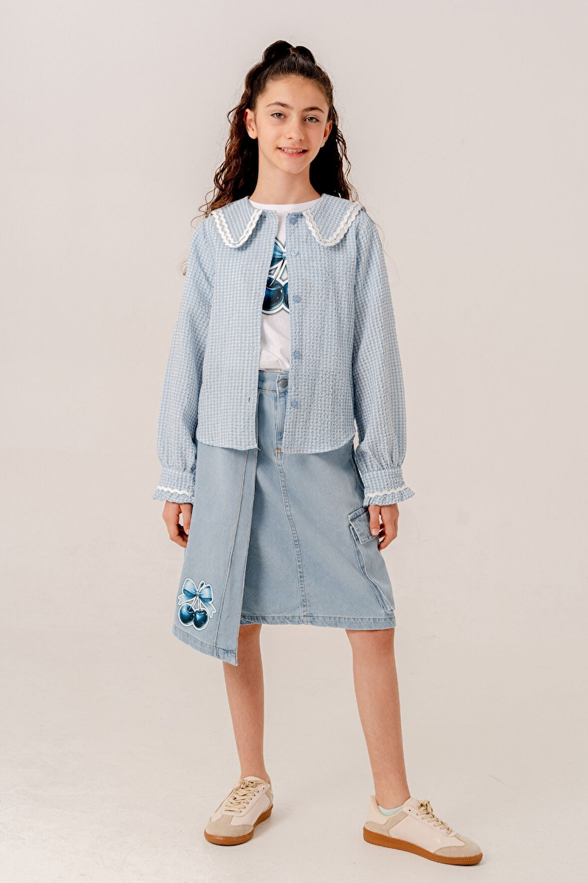 Kız Çocuk Su Taşlı Gömlek T-Shirt İkili Takım 1805