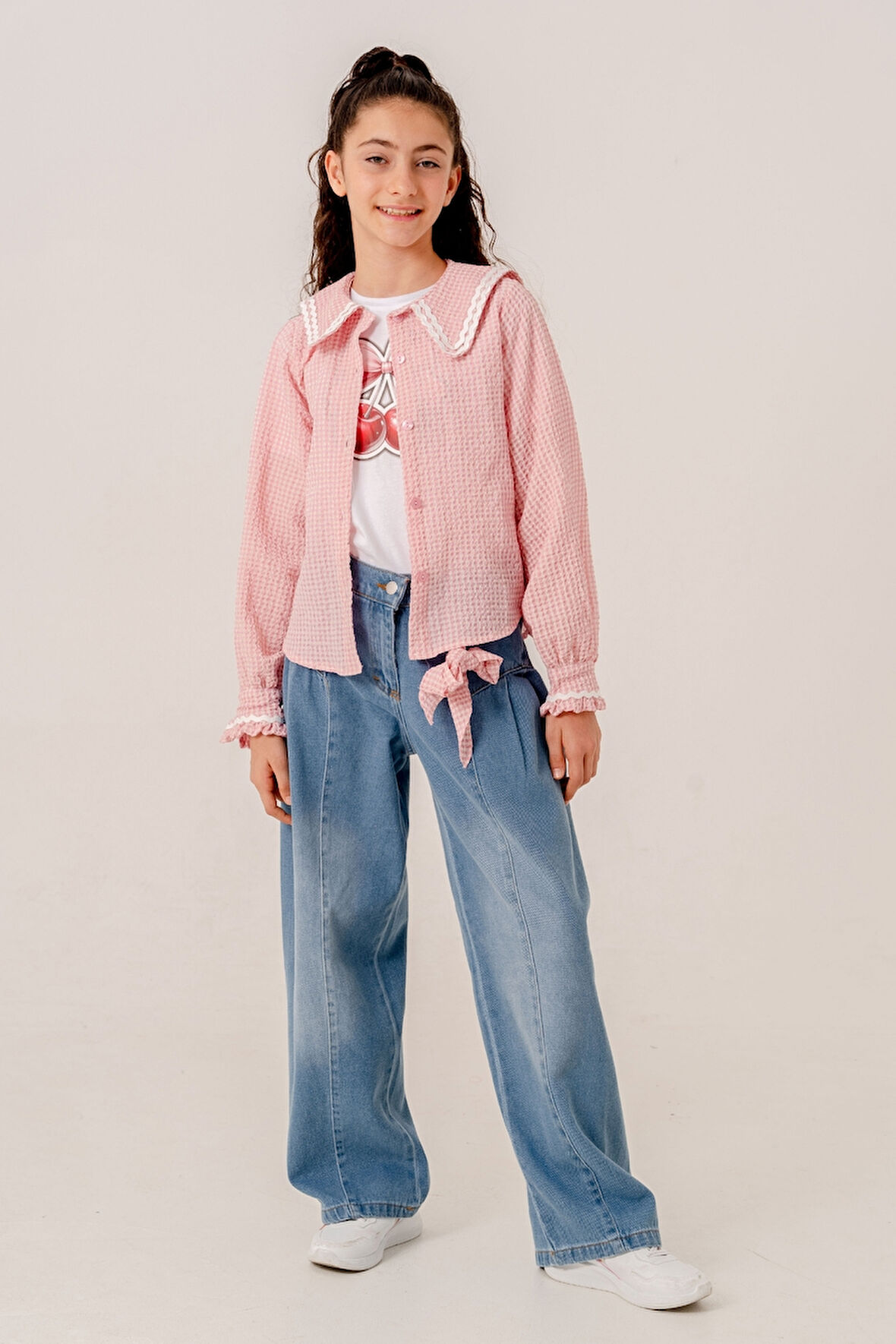 Kız Çocuk Su Taşlı Gömlek T-Shirt İkili Takım 1805