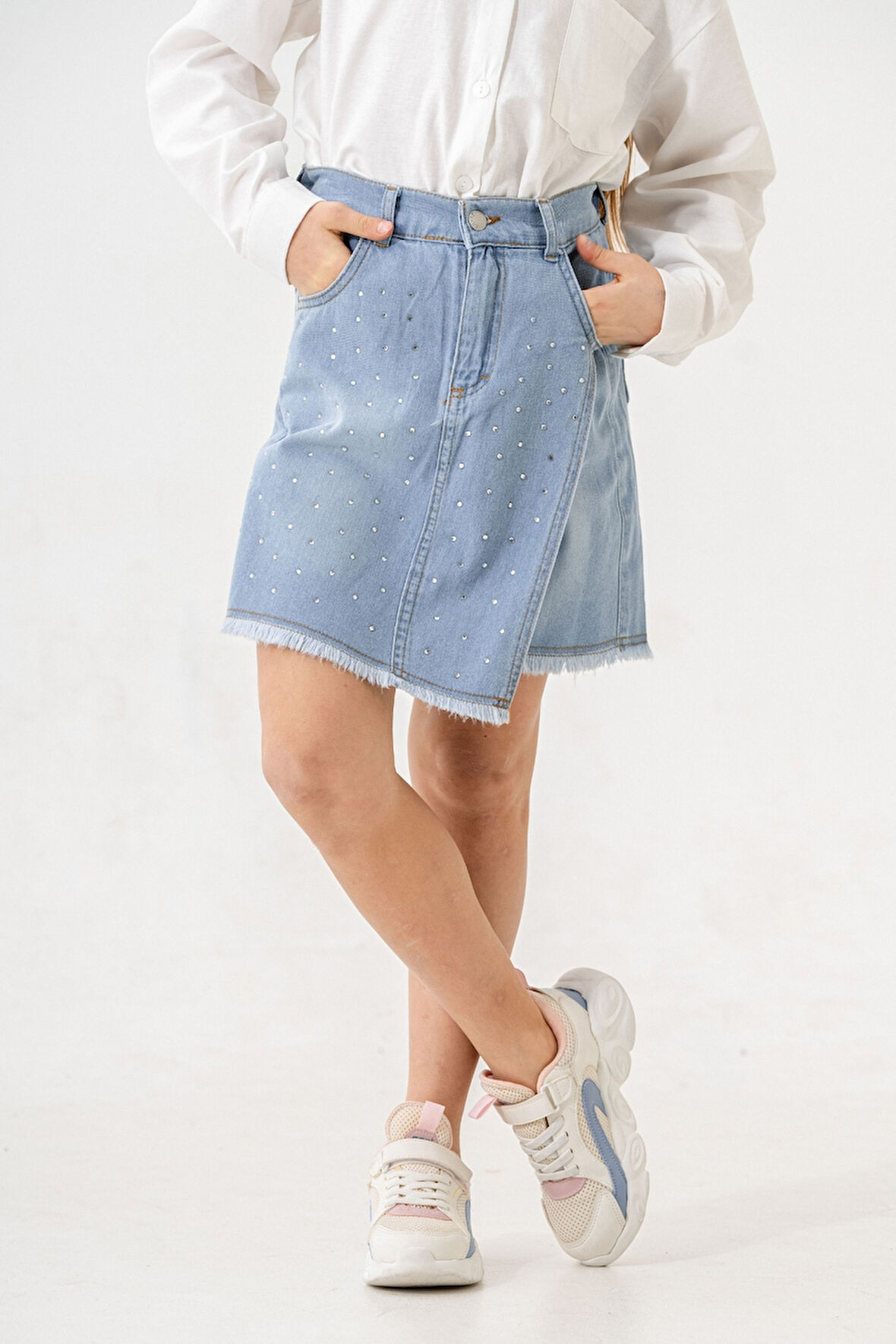 Kız Çocuk Taşlı Şort Etek 2863