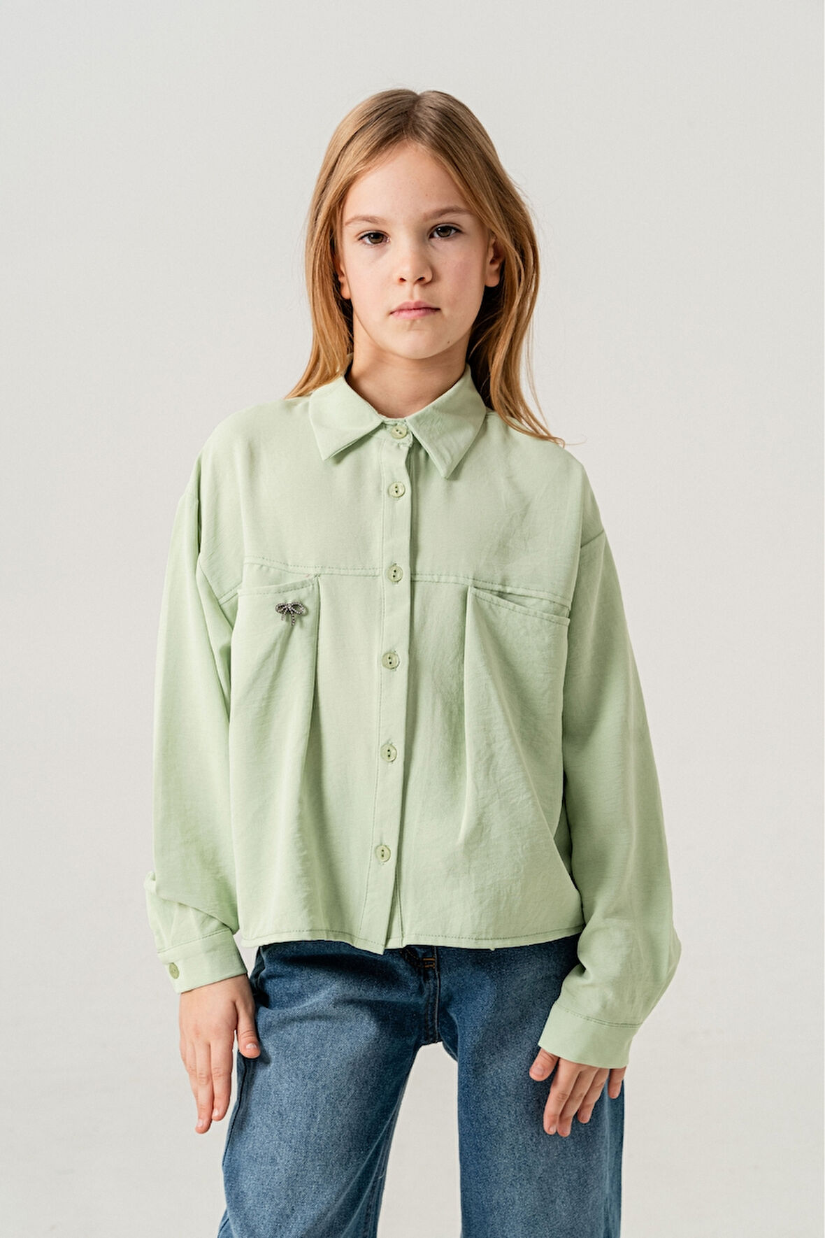 Kız Çocuk Torba Cepli Gömlek 3150