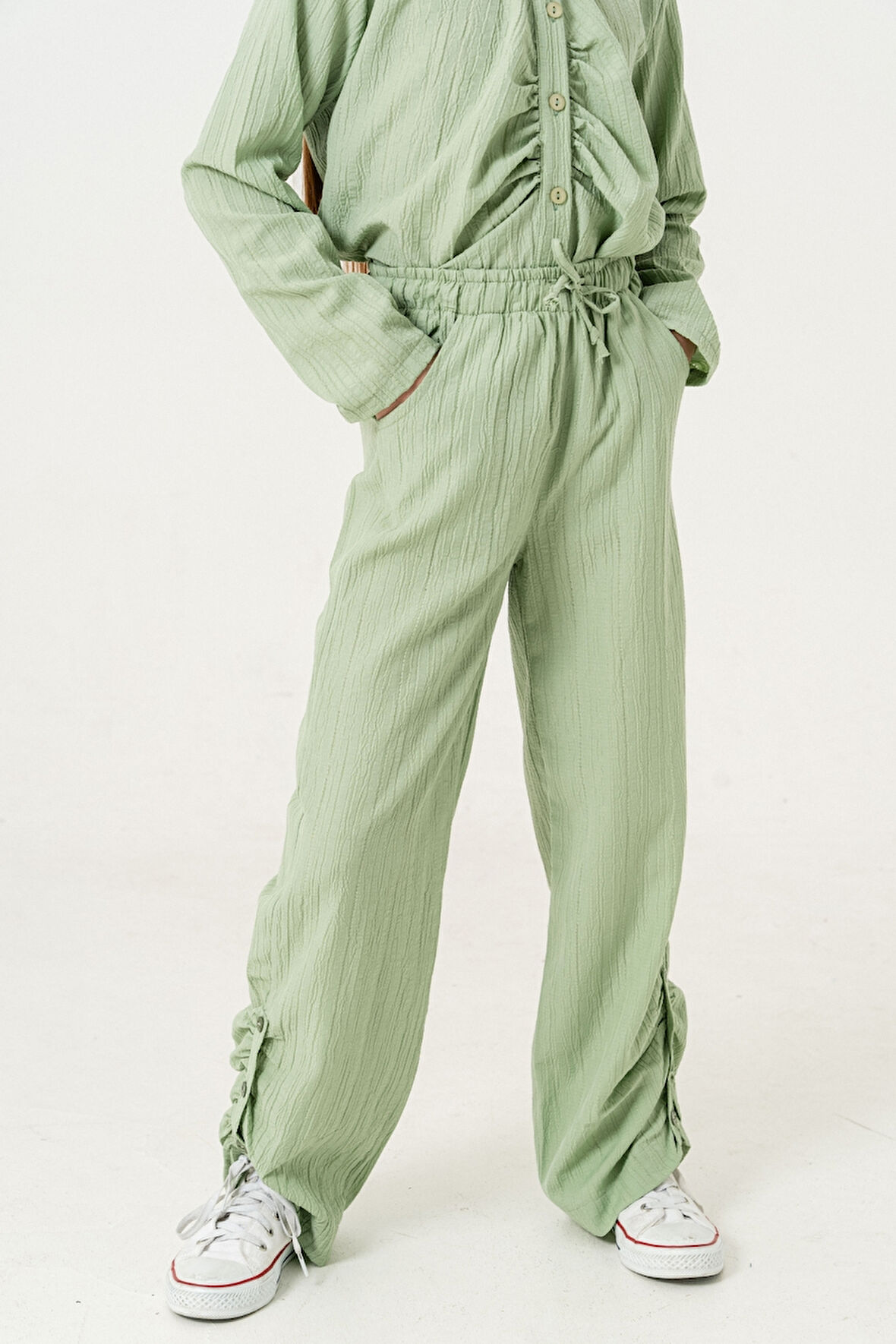 Kız Çocuk Yan Paça Büzgülü Pantolon 2559