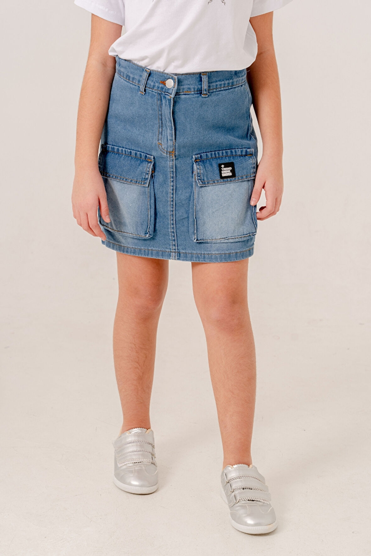 Kız Çocuk Körüklü Kot Şort Etek 2860