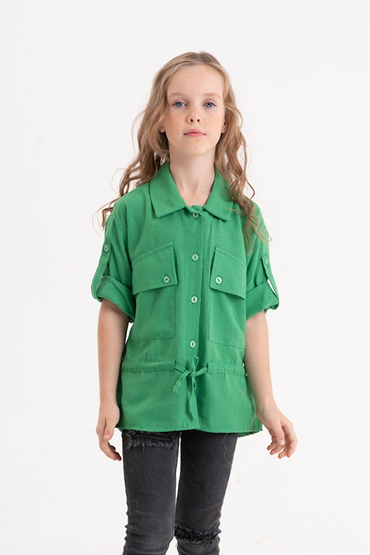 Kız Çocuk Kuşaklı Gömlek 3080