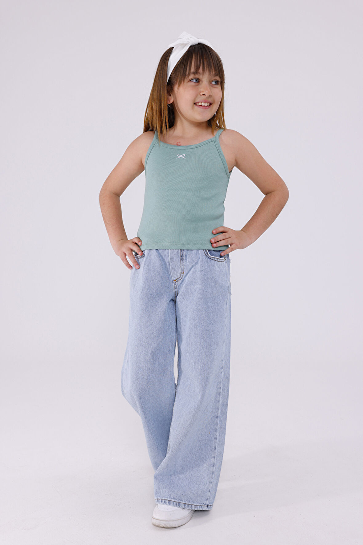 Kız Çocuk Lastikli Kot Pantolon 2211