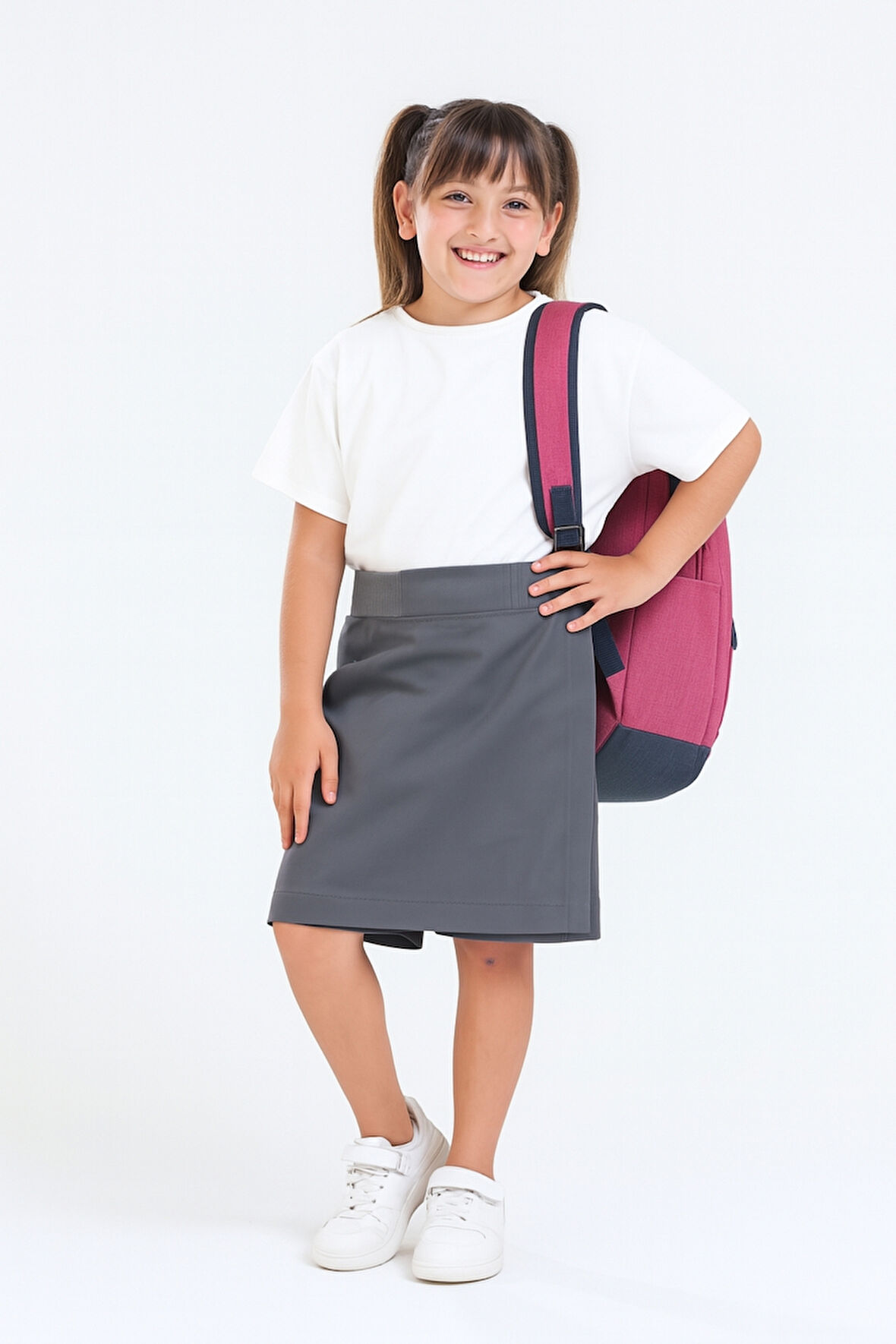 Kız Çocuk Beli İpli Okul Kaşkorse Şort Etek G2025-1