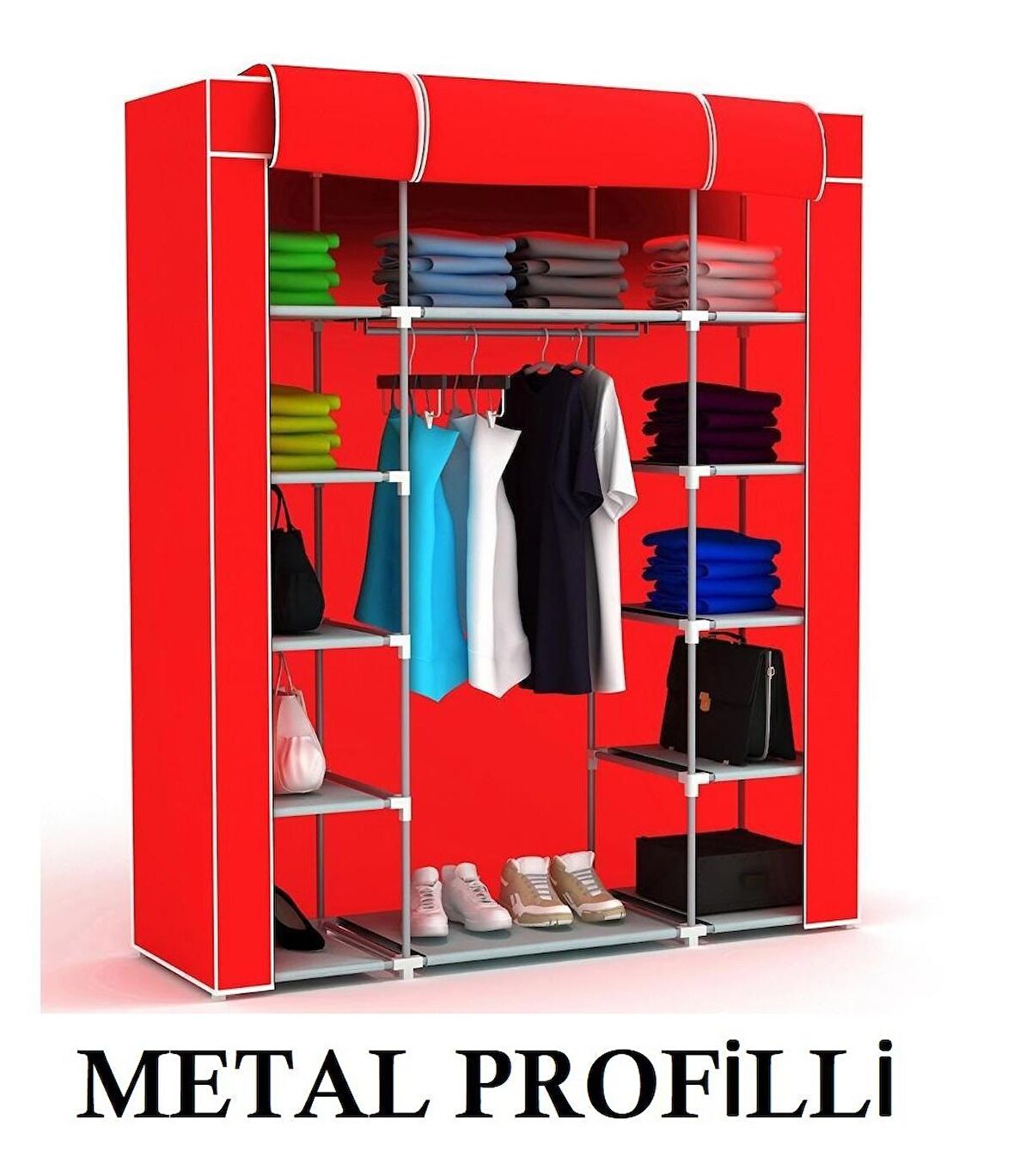 beyazpazar BEZ DOLAP METAL PROFİLLİ ÇYR KIRMIZI RENK