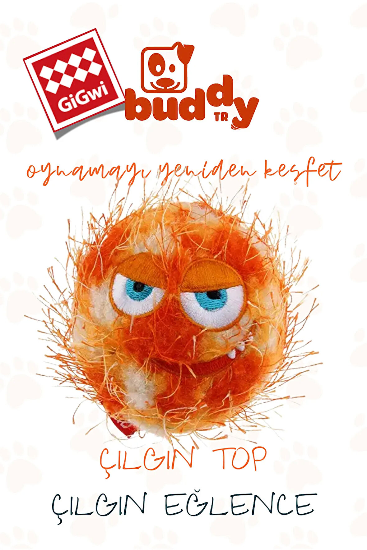 Gigwi Crazy Ball - Çılgın Kirpi Turuncu Top - Çiğnemeye Karşı Dirençli