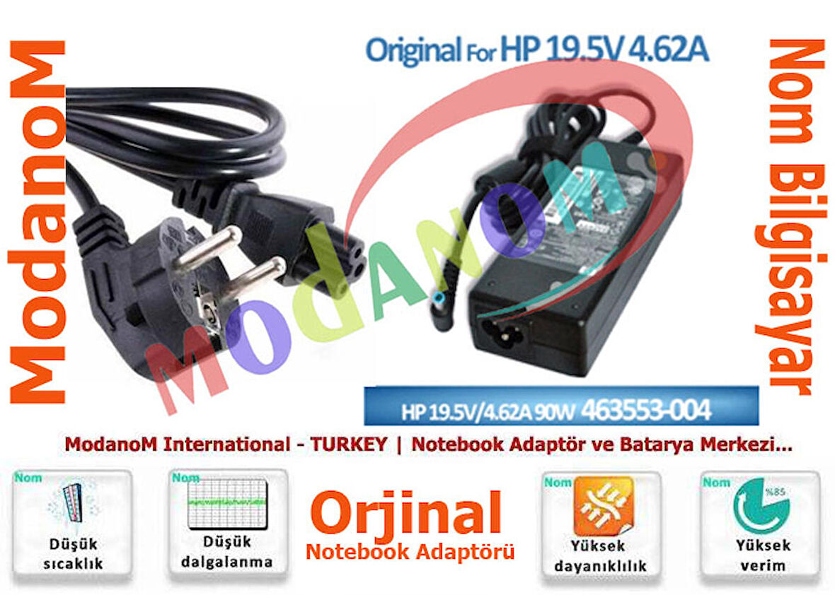 HP 463553-004 Adaptör Laptop Şarj 19.5V 4.62A 4.5*3.0mm ORJİNAL