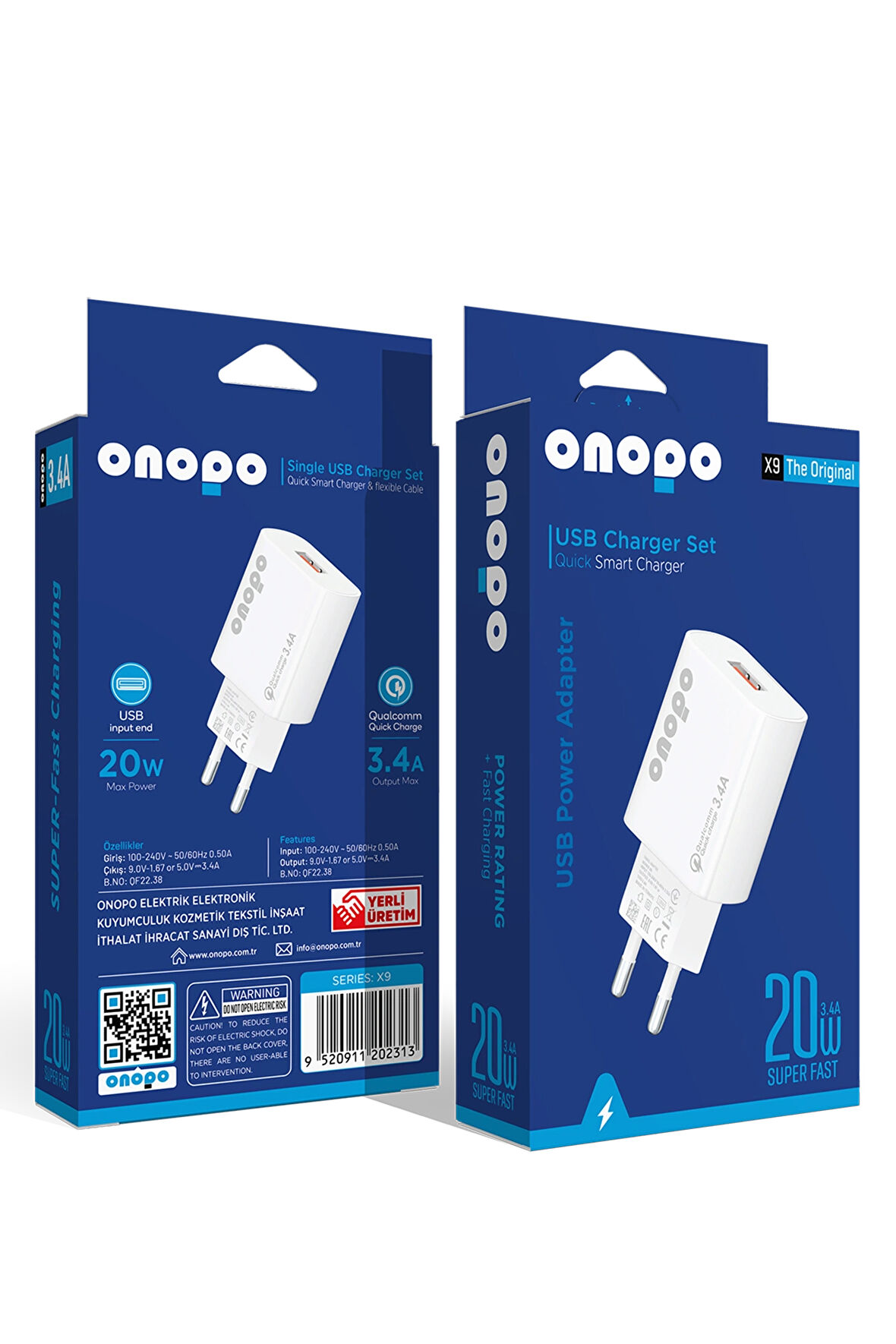 onopo 3.4A Usb Girişli Hızlı Şarj Adaptörü - X9