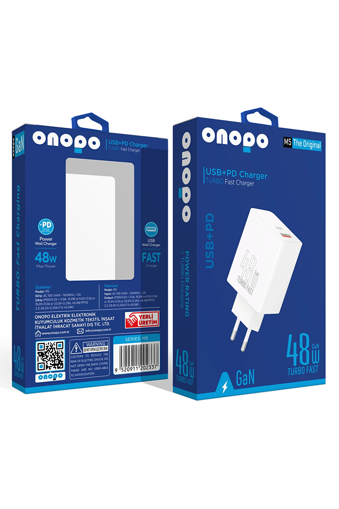 onopo 48w Type-c Ve Usb Girişli Turbu Şarj Adaptörü Başlığı - M5