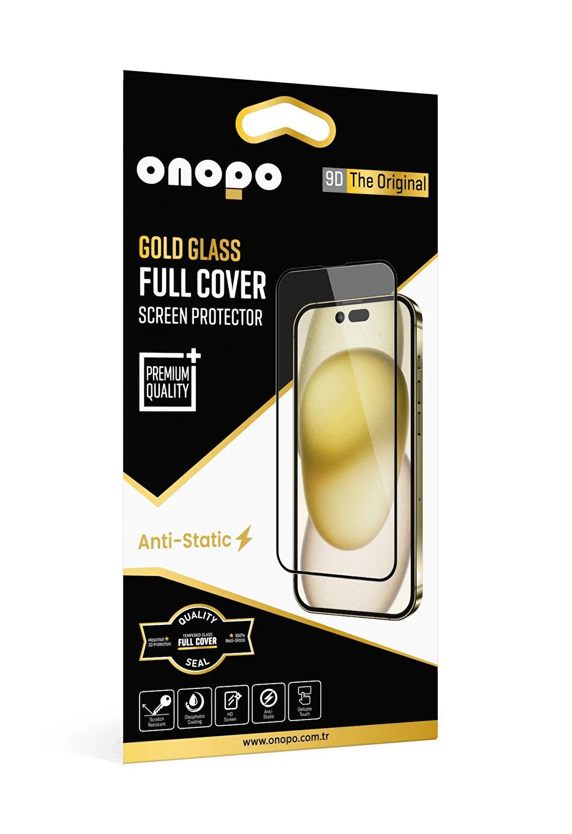 Onopo İphone 15 Anti Static 9D Tam Ekran Cam Ekran Koruyucu