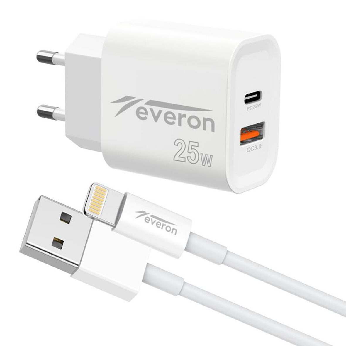 Everon 25w Usb iPhone Kablolu Hızlı Şarj Cihazı EVR-023-I