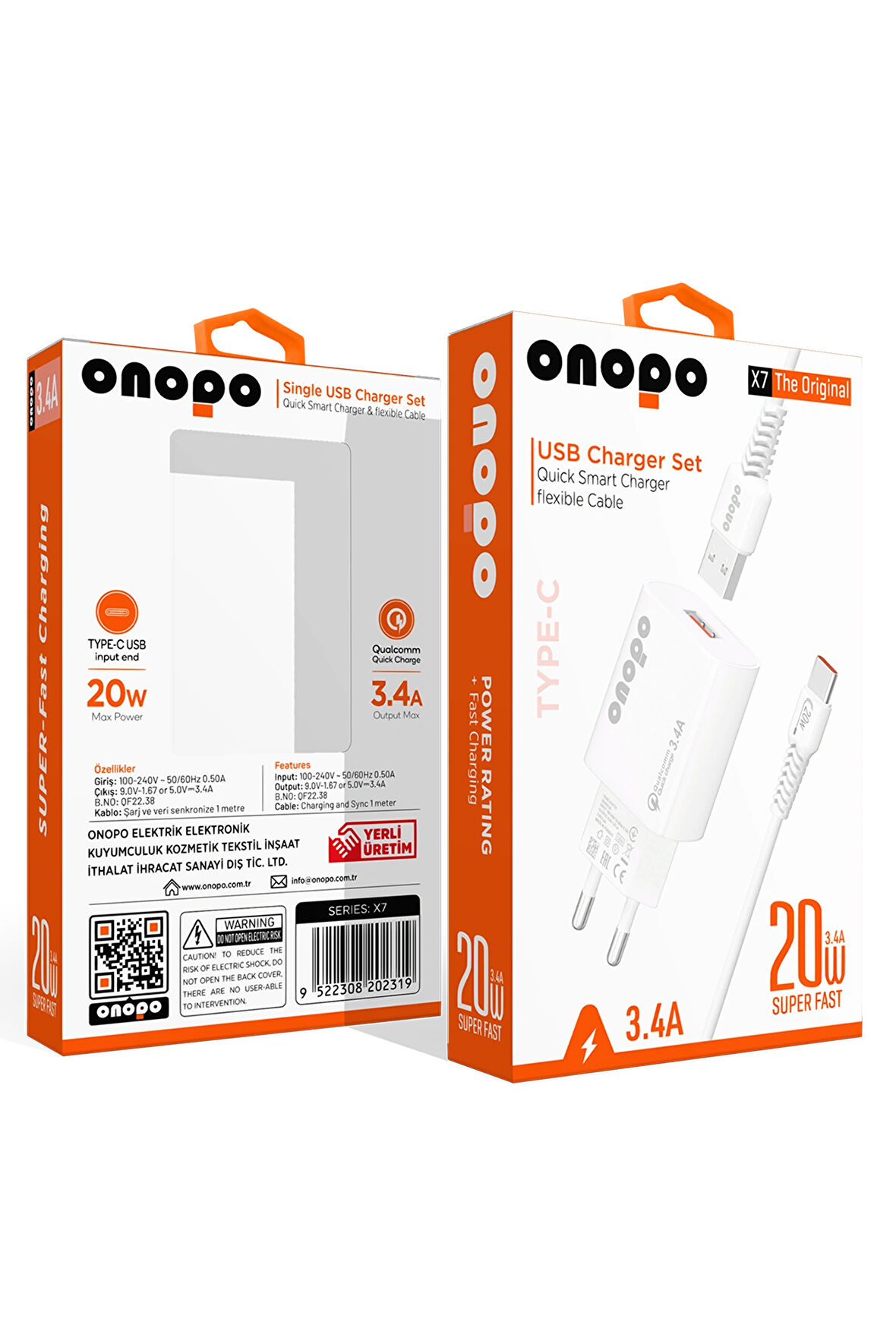 Android Xiaomi Ve Samsung Uyumlu Hızlı Şarj Type-c Usb 3.4a Hızlı Şarj Cihazı 20w - X7