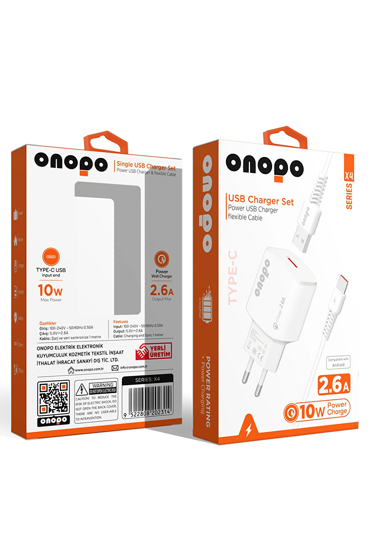 Android Xiaomi Ve Samsung Uyumlu Hızlı Şarj Type-c Usb 2.6a Hızlı Şarj Cihazı 10w - X4