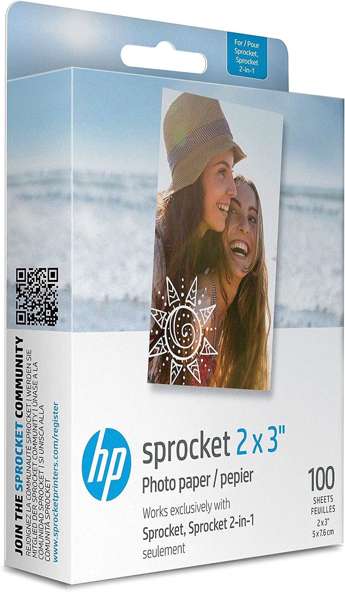 Sprocket Premium Çinko Fotoğraf Kağıdı, Yapışkan Arka Taraflı, 5 x 7,6 cm, 100 Yaprak, HP Sprocket Fotoğraf Yazıcıları ile Uyumlu