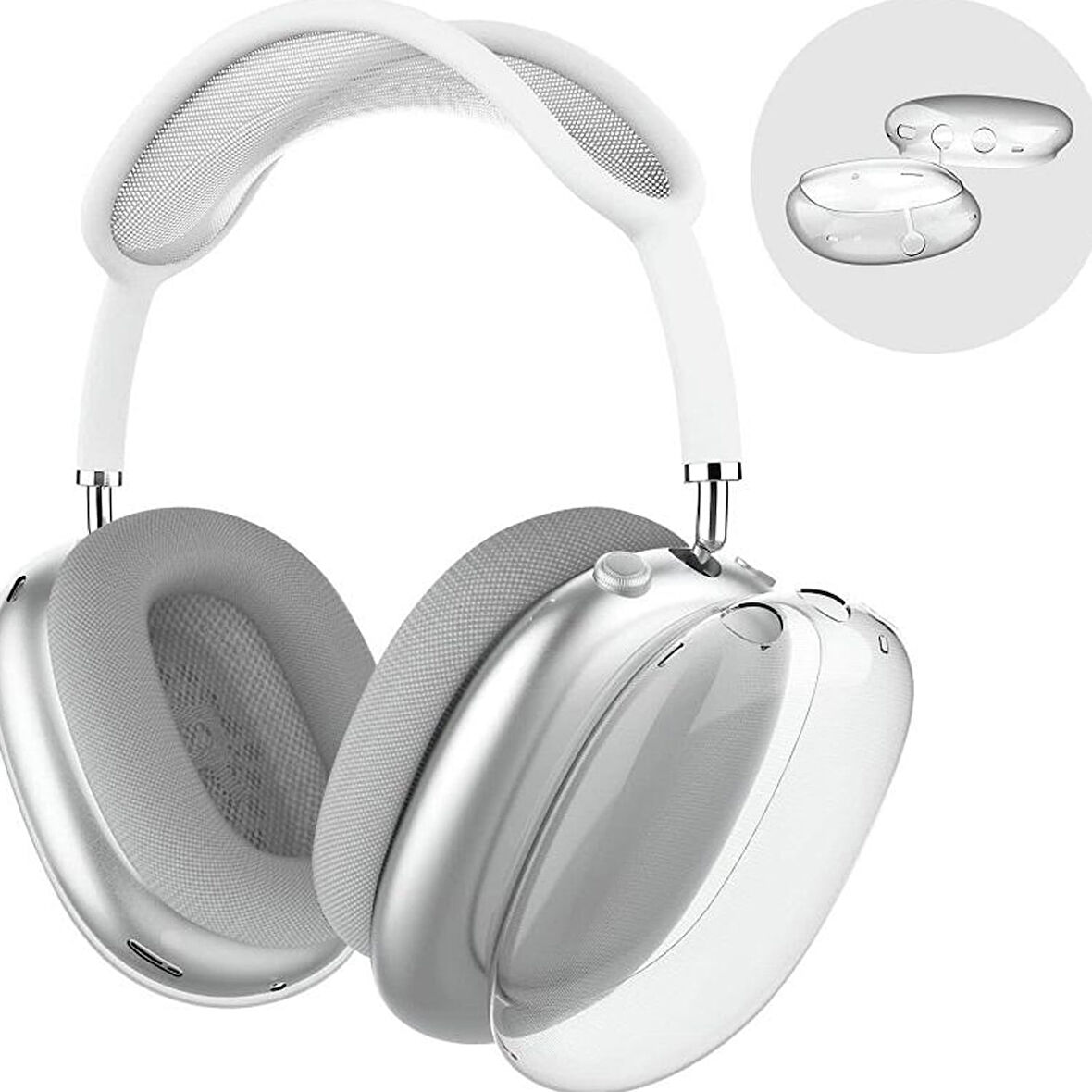 Apple Airpods Max ile uyumlu Koruyucu Silikon Koruma Kılıfı (Şeffaf)