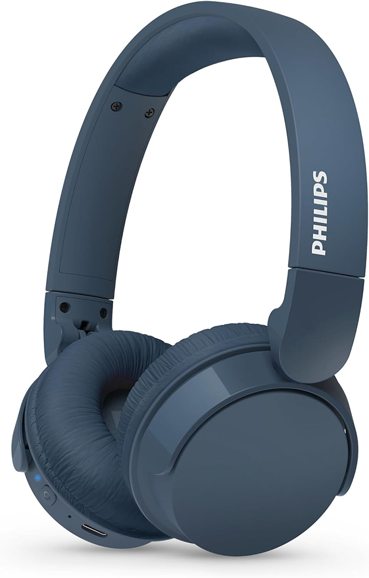 TAH4209BL hafif kulak üstü kablosuz Bluetooth kulaklık, pasif gürültü yalıtımlı, 55 saat çalma süresi, net çağrılar, dinamik bas, 2 saat USB-C şarj, mavi