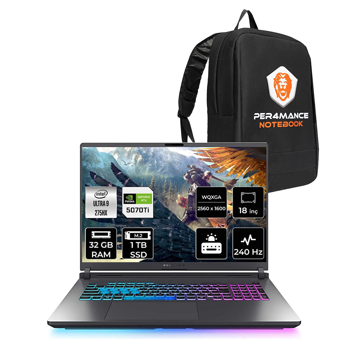 Asus ROG Strix G18 Ultra 9 275HX 32GB 1TB SSD RTX5070Ti/12GB 140W 240HZ 18'' 2.5K FDOS Gaming Lapt
