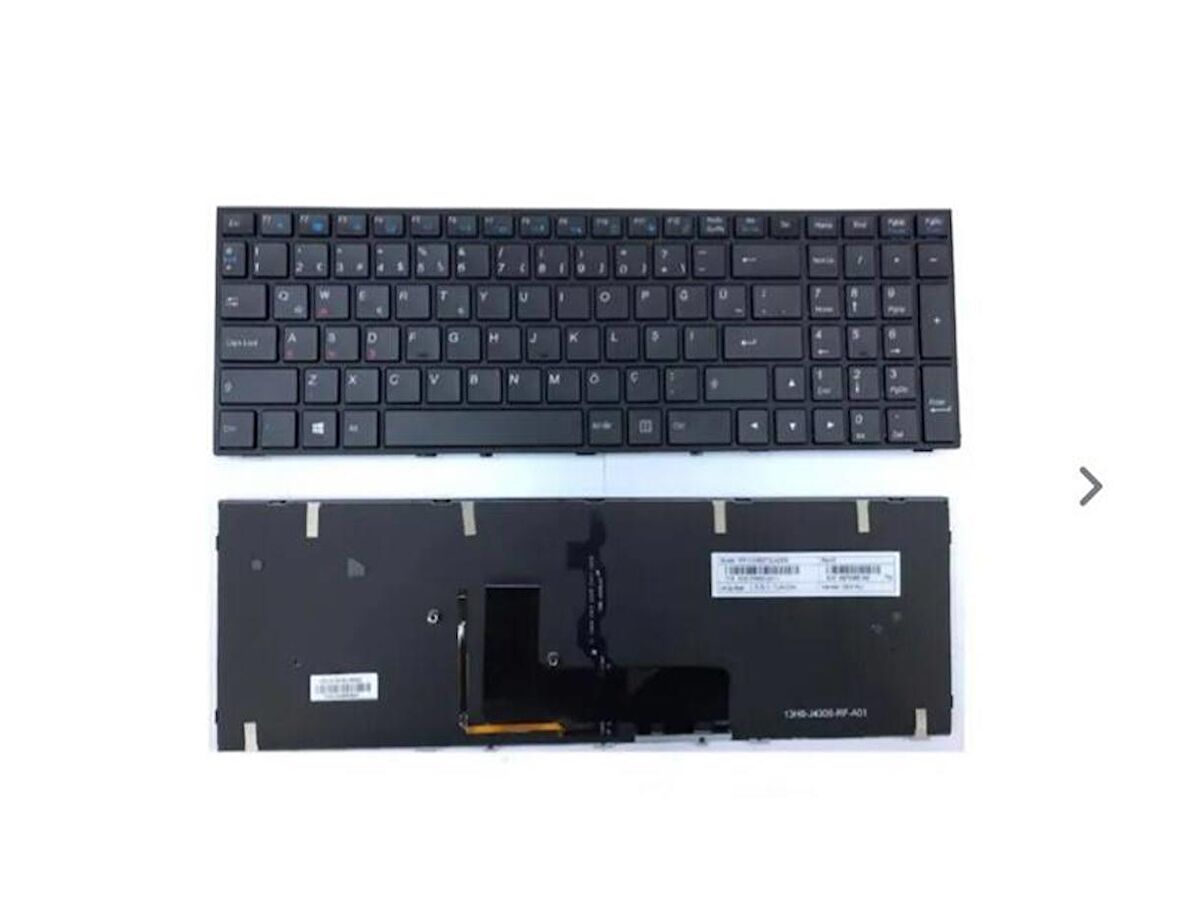 Clevo  P650 Uyumlu Notebook Klavyesi - Siyah - TR - Backlit