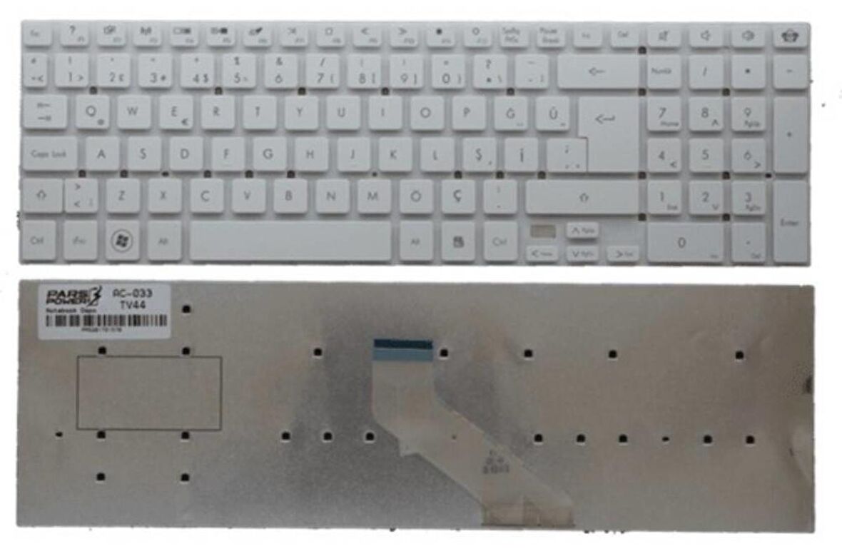 Acer Aspire V3-771  Uyumlu Notebook Klavyesi - Beyaz - TR