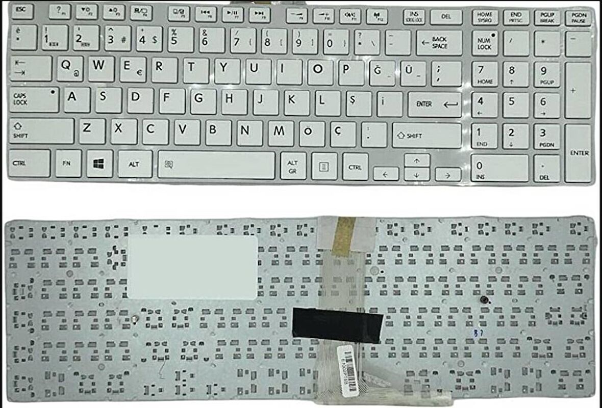 Toshiba Satellite L55D-A Uyumlu Notebook Klavyesi  - Beyaz - TR - Çerçeveli