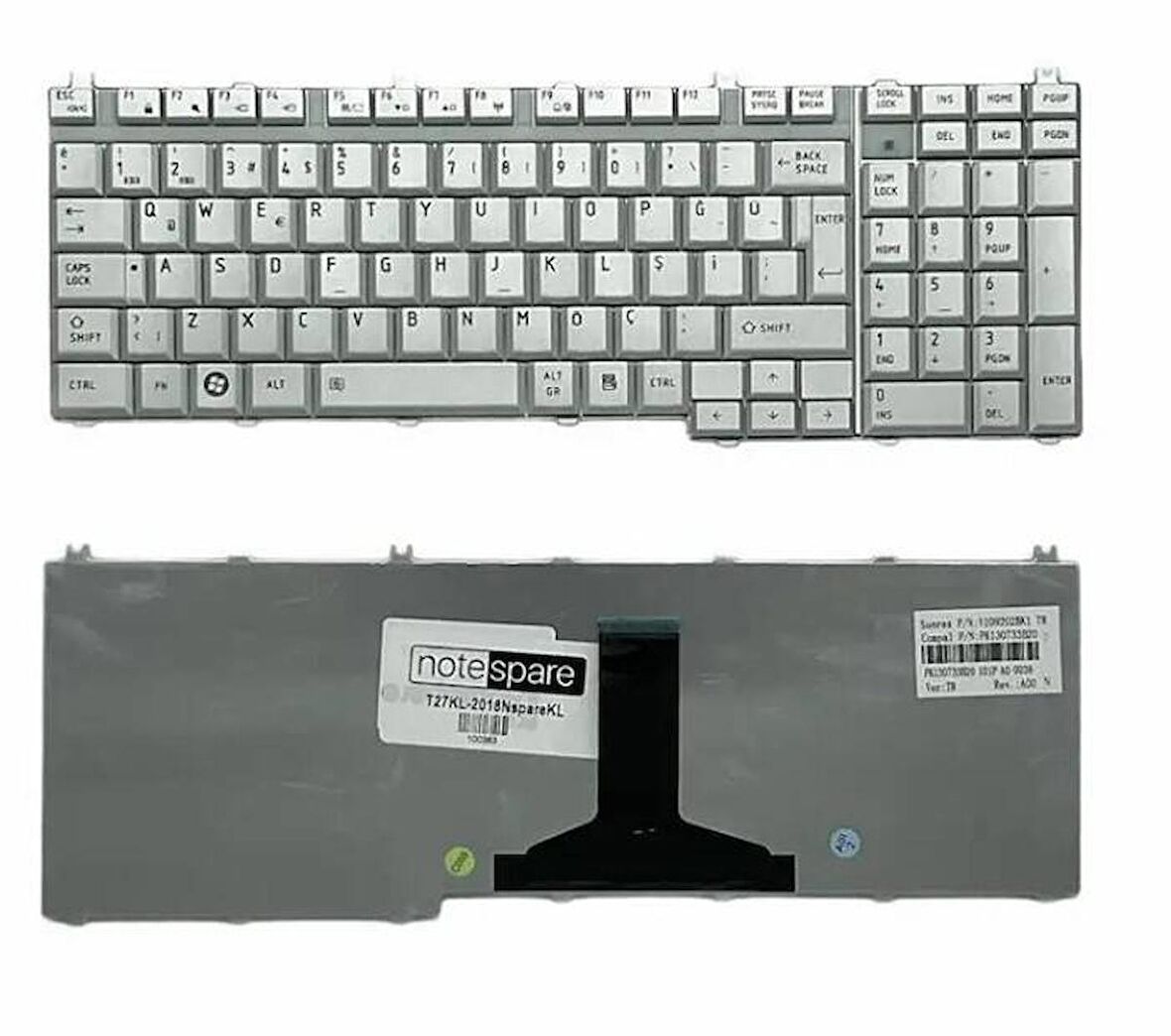 Toshiba Satellite X505 Uyumlu Notebook Klavye  - Silver - TR