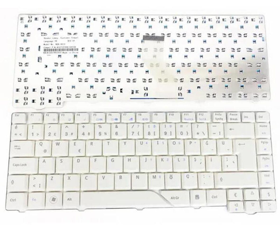 Acer Aspire 5930G Uyumlu Notebook Klavyesi - Beyaz (Açık Gri) - TR