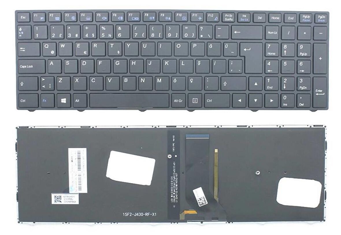 Clevo N250PU  Uyumlu Notebook Klavyesi - Siyah - TR - Backlit