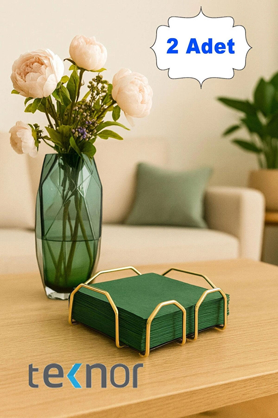  2'li Özel Tasarım Kare Peçetelik