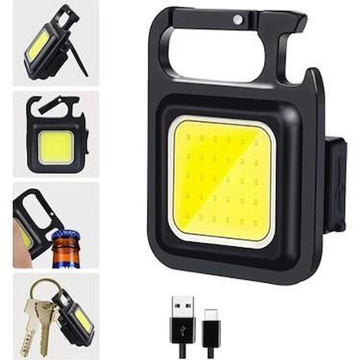 2 Adet LED Mini Anahtarlık Fener Şarjlı Kamp Balıkçı Tamirci Için Çalışma Feneri Çok Fonksiyonlu Taşınabilir