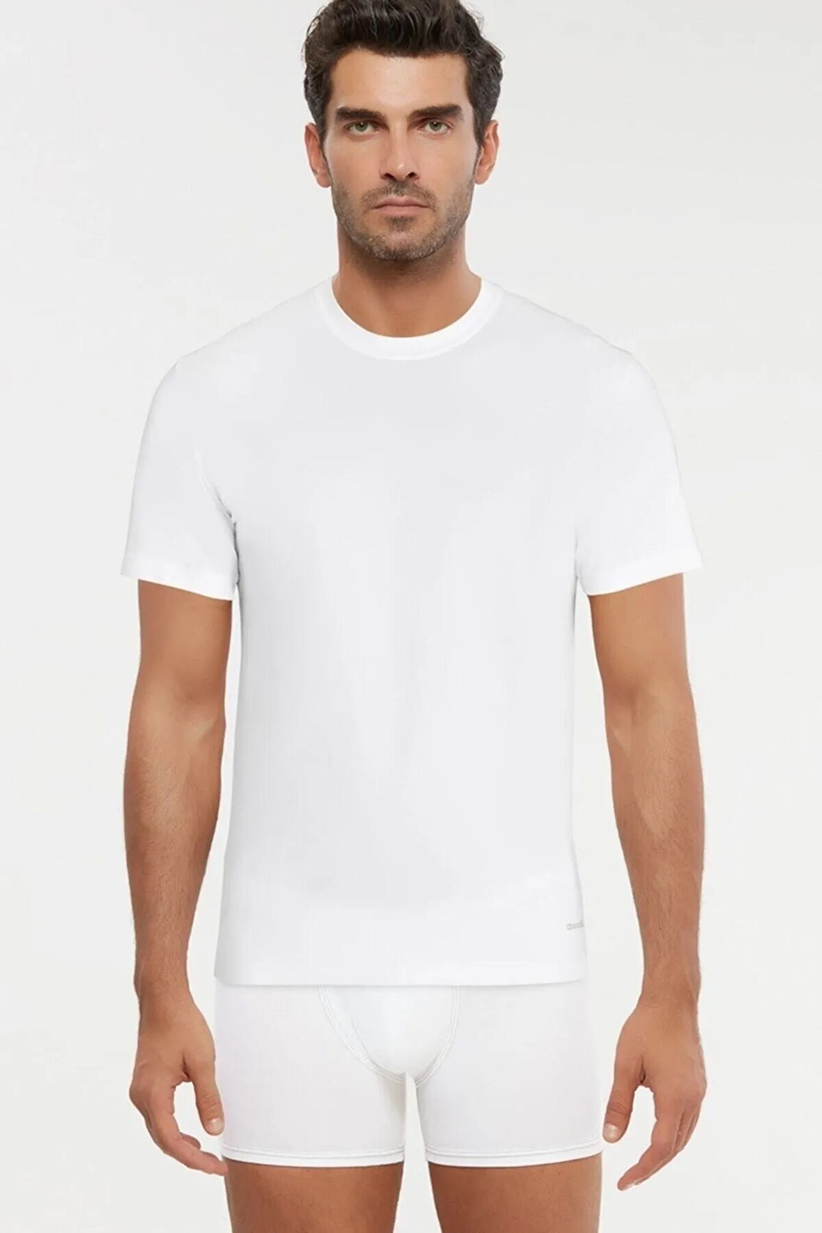 Erkek Penye Likra Compact Kısa Kol 0-yaka Atlet 6 Lı Beyaz S-2xl