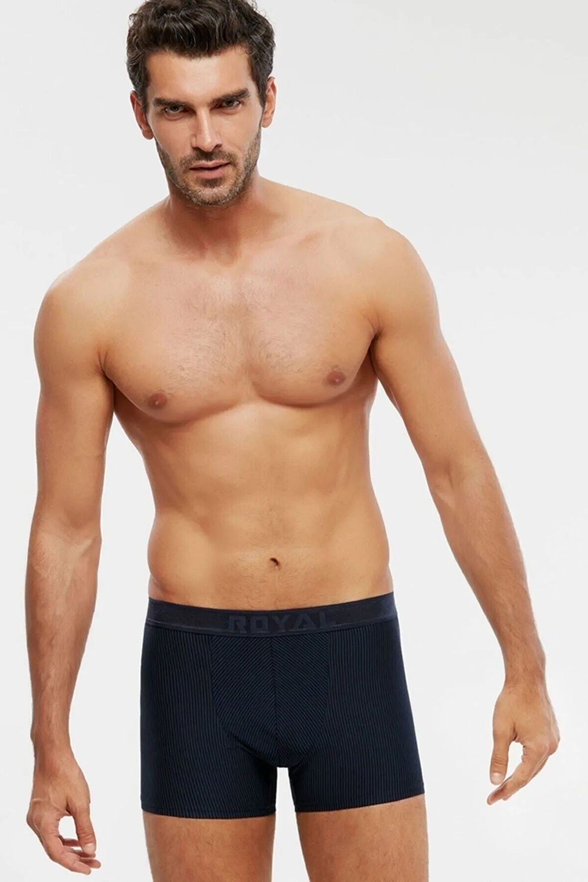 Erkek Selipek Penye Kendinden Çizgi Desenli 2li Boxer