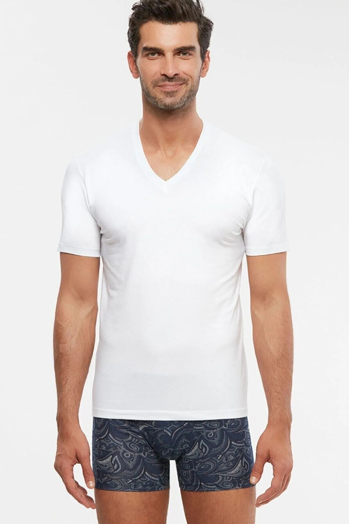 Erkek Penye Likra Compact V-yaka Tshirt Atlet 6 Lı