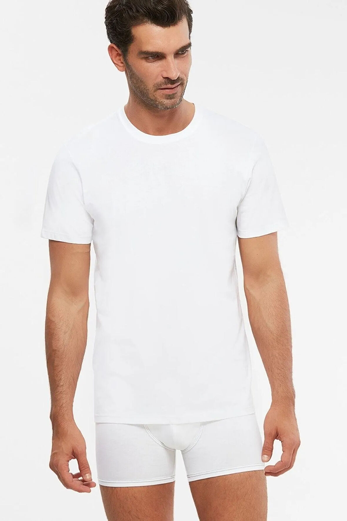 Erkek Penye Likra Compact 0-yaka Tshirt Atlet 6 Lı