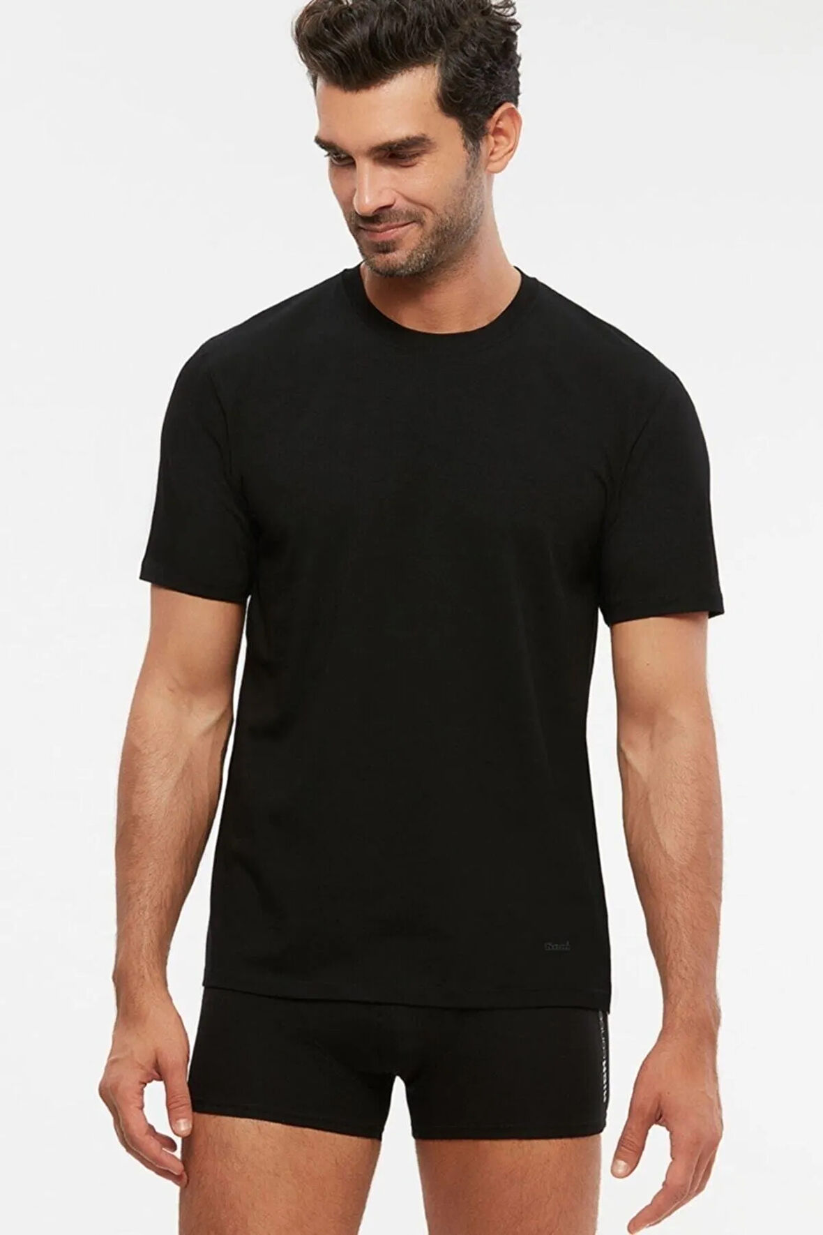 Erkek Gri Penye Likra Compact 0 Yaka James Tshirt Atlet 4lü